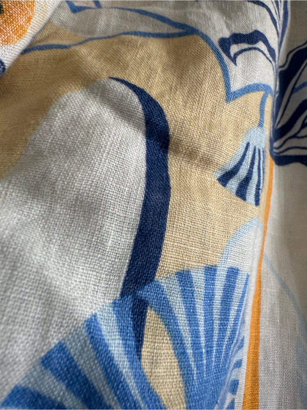 European Flax 100% linen wrap skirt featuring a tropical beach floral print - Picture 5 of 9